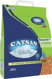 Produktbild von Catsan Naturelle Plus Holzstreu unparfümiert für Katzen 2 x 20 l - 2 x 20 l