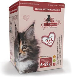 catz finefood Classic Kitten Nassfutter Multipack mit Geflügel, Lachs, Rind und Kalb getreidefrei 6 x 85 g - 6 x 85 g – Bild 1 von 9