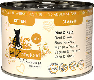 catz finefood Classic Kitten Nassfutter Rind und Kalb getreidefrei ohne Zucker 6x200 g - 6 x 200 g – Bild 1 von 5