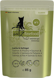 Produktbild von catz finefood Classic N° 05 Katzen Nassfutter Lachs & Geflügel Adult Getreidefrei ohne Zucker 16x85g - 16 x 85 g