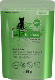 Produktbild von Catz finefood Classic N° 23 Katzen Nassfutter Rind & Ente getreidefrei und ohne Zucker für erwachsene Katzen 16x85g