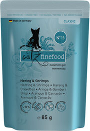 Catz finefood Classic No. 13 Katzen Nassfutter Hering und Garnele 16 x 85 g ohne Konservierungsstoffe und Aromastoffe - 16 x 85 g – Bild 1 von 4