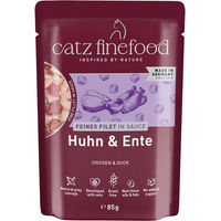 Produktbild von Catz finefood Feines Filet Katzen Nassfutter Huhn und Ente mit Stückchen in Sauce getreidefrei 32 x 85 g