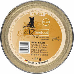 Produktbild von catz finefood Fillets N°407 Katzen Nassfutter Huhn und Kalb in Gelee getreidefrei 12x85g