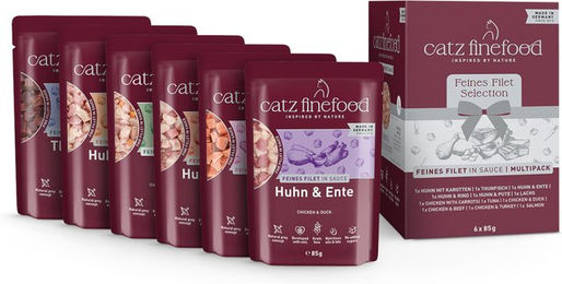 Catz finefood Katzen Nassfutter Fillets Fisch Stückchen in Sauce Getreidefrei 6 x 85 g – Bild 1 von 1