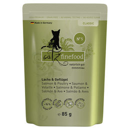 Catz finefood No. 5 Katzenfutter Lachs & Geflügel 85 g Beutel ohne Farb- und Aromastoffe sowie Konservierungsstoffe - 8 x 85 g – Bild 1 von 7