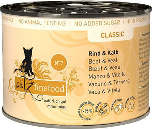 Produktbild von Catz finefood No. 7 Katzen Nassfutter Rind und Kalb für Adult mit hohem Fleischanteil 6x200g