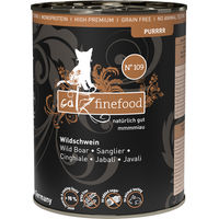 Produktbild von catz finefood Purrrr No. 109 Wildschwein Katzenfutter Nass mit Stückchen in Sauce, Monoprotein für ernährungssensible Katzen, 400 g - 6 x 400 g