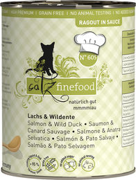 Catz finefood Ragout Lachs und Ente Stückchen in Sauce Katzenfutter Adult Getreidefrei 380 g - 6 x 380 g – Bild 1 von 6
