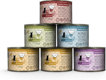 Produktbild von Catz finefood Ragout Mix 5 Sorten Katzen Nassfutter Adult Getreidefrei 24 x 190 g