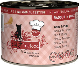 catz finefood Ragout No. 603 Gans und Pute Stückchen in Sauce, getreidefrei, 190 g - 6 x 190 g – Bild 1 von 6