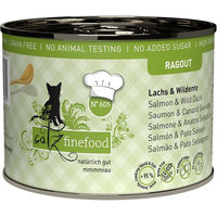 Produktbild von catz finefood Ragout No.605 Katzen Nassfutter Lachs und Wildente Stückchen in Sauce 6x190g