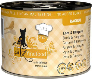Produktbild von Catz finefood Ragout No.607 Ente und Känguru Stückchen in Sauce 6x190g für Katzen