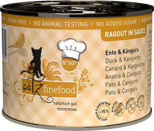 catz finefood Ragout No. 607 Ente und Känguru Stückchen in Sauce Katzen Nassfutter Adult Getreidefrei 190 g - 6 x 190 g – Bild 1 von 6
