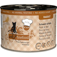 Produktbild von catz finefood Ragout No.609 Katzenfutter Schwein & Kalb Stückchen in Sauce 6x190g