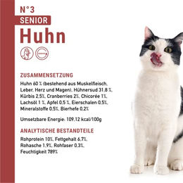 catz finefood Senior Collection Katzenfutter Nass Mix aus Huhn Lachs Rind und Kalb getreidefrei ohne Zucker 6 x 200g Dose - 6 x 200 g – Bild 1 von 3
