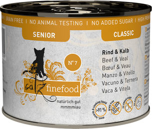Catz finefood Senior No. 07 Katzenfutter Rind und Kalb Stückchen in Sauce 200 g – Bild 1 von 3