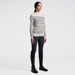 Produktbild von Cavalleria Toscana Damen Pullover CT Stripe Jacquard Merinos Crew Neck aus Wolle in Beige
