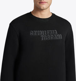 Cavalleria Toscana Pullover für Herren aus Baumwolle Crew Neck Schwarz Größe M – Bild 1 von 1