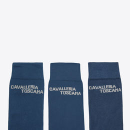 Produktbild von Cavalleria Toscana Socken CT Jacquard Logo 3er Pack Blau