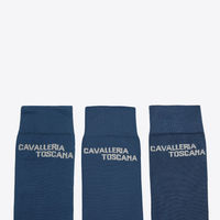 Produktbild von Cavalleria Toscana Socken CT Jacquard Logo 3er Pack Blau