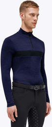 Cavalleria Toscana Trainingsshirt Herren Tech Wool Half Zip Mock Turtleneck in Marine Blau Grösse L – Bild 1 von 1