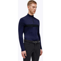 Produktbild von Cavalleria Toscana Trainingsshirt Herren Tech Wool Half Zip Mock Turtleneck in Marine Blau Grösse L