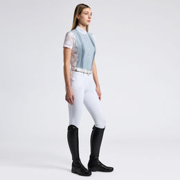 Produktbild von Cavalleria Toscana Turniershirt CT Perforated Jacquard und Jersey Damen Weiß Blau