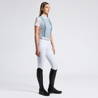 Produktbild von Cavalleria Toscana Turniershirt CT Perforated Jacquard und Jersey Damen Weiß Blau