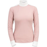 Produktbild von Cavalliera Ariosa Reitshirt Polo mit langen Ärmeln für Damen in Rosa und Weiß