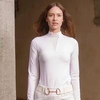Produktbild von Cavalliera Aura Reitshirt Damen Polo mit langen Ärmeln Weiß