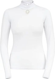 Produktbild von Cavalliera Crystal Drop Reitshirt für Damen in Weiß mit langen Ärmeln Größe XXL