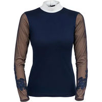 Produktbild von Cavalliera Damen Reitshirt Turniersport Polo aus Polyester XS Beige Blau