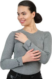 Produktbild von Cavalliera Grandeur Technisches Turnier-Polo Damen mit langen Ärmeln Grau Größe L