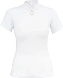 Produktbild von Cavalliera Reitshirt Polo Damen Crystal Drop Weiß Polyester Größe M