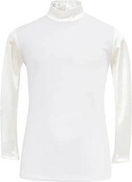 Produktbild von Cavalliera Reitshirt Polo für Damen mit langen Ärmeln in Gold-Weiß