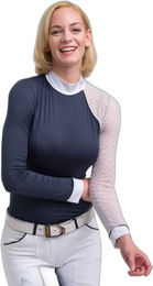 Produktbild von Cavalliera Reitshirt Polo Langarm Damen Blau Größe S
