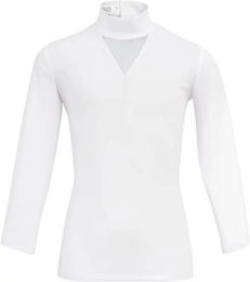 Produktbild von Cavalliera Reitshirt Polo mit langen Ärmeln für Mädchen Crystal Drop Weiß 10/11 Jahre