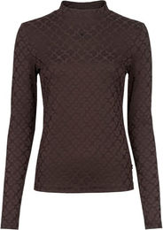 Cavallo CAVALDELMA Jaquard Stehkragenshirt Damen Café Noir Größe 36 – Bild 1 von 4