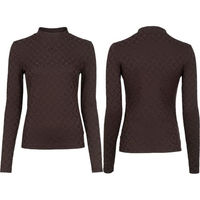 Produktbild von Cavallo Damen Stehkragen Shirt CAVALDELMA Jacquard 3D-Artwork café noir Größe 38