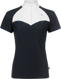 Cavallo Reitshirt Damen Kurzarm Jersey Blau Weiß Größe 36 – Bild 1 von 1