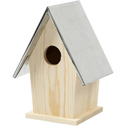 CCHobby Vogelhaus aus Holz mit abnehmbarem Dach in Natur Beige – Bild 1 von 5