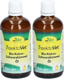 Produktbild von cdVet insektoVet Bio-Kokos-Schwarzkümmel Öl zur Unterstützung von Haut, Fell und Magen-Darm für Tiere 200 ml