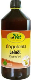 cdVet Singulares Leinöl 1 Liter - Kaltgepresstes Öl für Hund, Katze und Pferd - Reich an Omega 3 Fettsäuren - Vegan und ohne tierisches Protein - 1 l – Bild 1 von 4