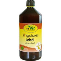 Produktbild von cdVet Singulares Leinöl 1 Liter - Kaltgepresstes Öl für Hund, Katze und Pferd - Reich an Omega 3 Fettsäuren - Vegan und ohne tierisches Protein - 1 l