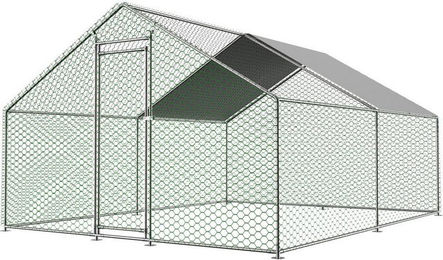 Celya Hühnerstall aus Metall mit Sicherheitsschloss und wasserdichtem PE-Tuch 3x4x2m in Silber – Bild 1 von 4