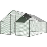 Produktbild von Celya Hühnerstall aus Metall mit Sicherheitsschloss und wasserdichtem PE-Tuch 3x4x2m in Silber