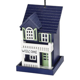 Cepewa Vogelhaus Welcome aus Holz zum Aufhängen Blau Grün 12x19cm – Bild 1 von 4