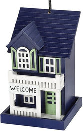 CEPEWA Vogelhaus Welcome Futterstation zum Aufhängen aus Holz 12x19cm Blau Grün – Bild 1 von 8