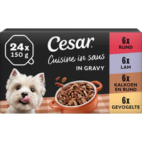 Produktbild von Cesar Cuisine Hundefutter Stückchen in Sauce ohne Zucker Multipack 24 x 150 g